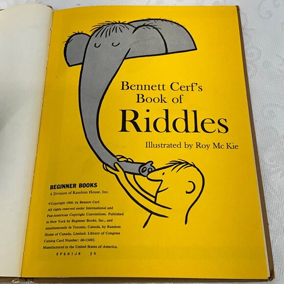 Bennett Cerfs Book Of Riddles Illustrated By Roy McKie 1960 Hardcover 1st Editio - Picture 4 of 4